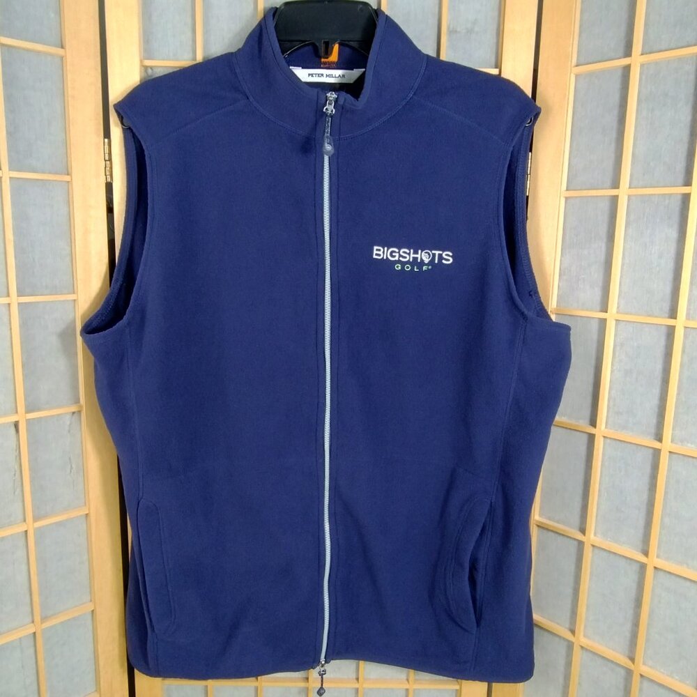 Peter Millar Crown Sport Fleece Big Shots Golf Vest Navy Size L NWT